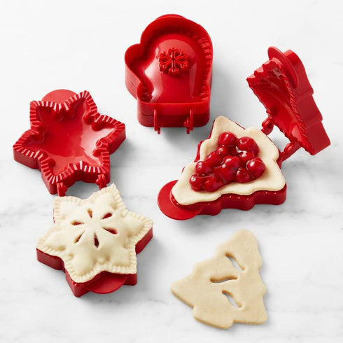 Mini Pie Maker for Christmas Party Baking Supplies, Snowflake, Mitt and Christmas Tree Shapes 3-Piece, Dough Presser Pocket Pie Mold Set, Hand Pie...