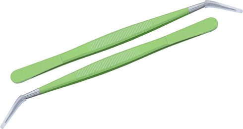 HADIZ Stainless Steel Garden Tweezer Two Piece Set with Curved Tip Tweezers for Cactus and Succulents Gardening(Curved)...