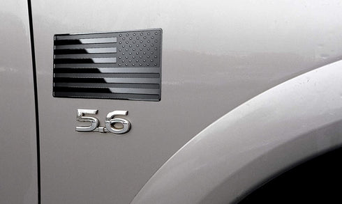 MULL American Flag Metal Auto Emblem for Cars Trucks 2pcs Forward and Reverse Set (5"x3", Black)...