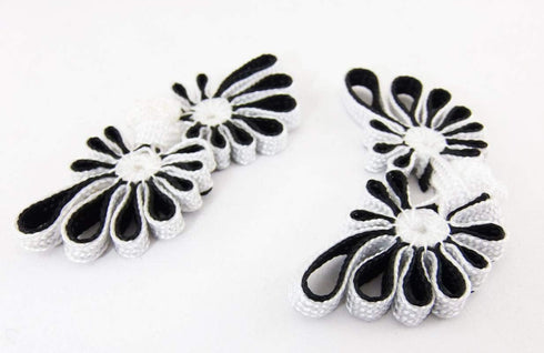 Chinese Frogs Button Closures Hook & Eye Fastener - Sewing Quilting Renaissance Dance Hawaiian Bridal Costumes Outfit Drapery Home Decor-Black/Whi...