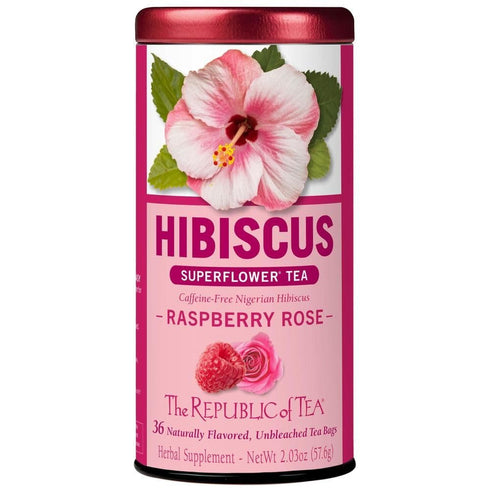 The Republic of Tea - Raspberry Rose Hibiscus Tea, 36 Count Tea Bag Tin...