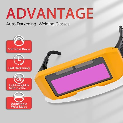 Welding Glasses Auto Darkening Welding Goggles with Adjustable Shade, Safety Eyes Protective Welder Glasses with 2 Sensors for TIG MIG MMA Plasma...