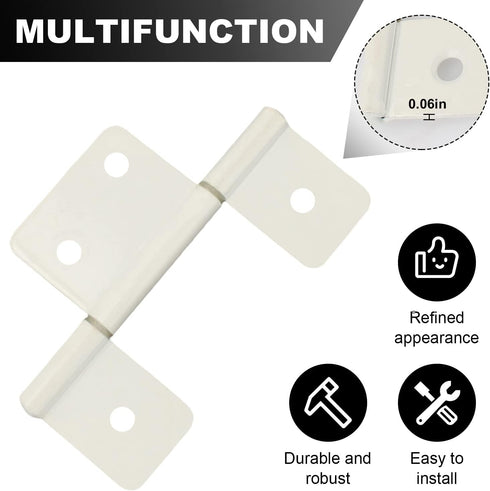 Three Leaf Non-Mortised Hinge for Mobile Home & RV Interior 6 Packa White Door Hinges with Screws...