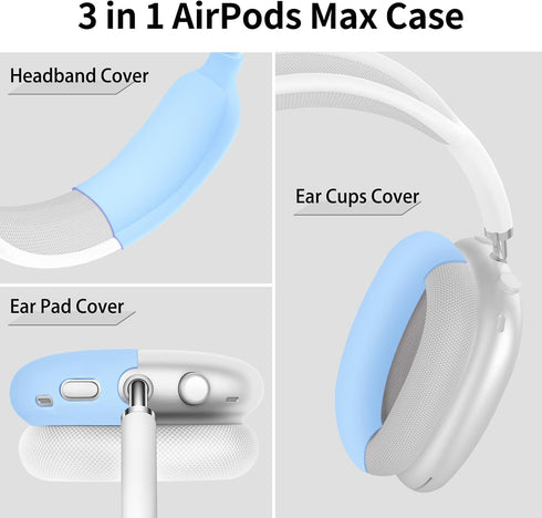 AIRSPO Airpods Max Case Cover, Silicone Case Cover for AirPods Max Headphones, Anti-Scratch Ear Pad Cover/Headband Cover for Apple AirPods Max, Ai...