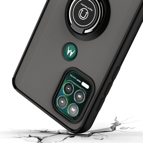 TJS Compatible with Motorola Moto G Stylus 5G 2021 Case, with Tempered Glass Screen Protector, Metal Ring Magnetic Support Kickstand Heavy Duty Dr...
