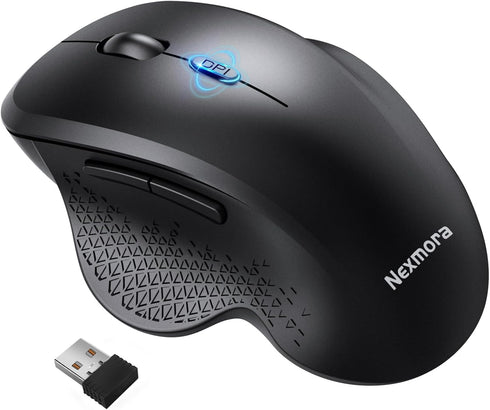 Bluetooth Mouse, Wireless Mouse, Ergonomic Mouse, 2.4GHz with USB Receiver, 1600 DPI Optical Tracking, Quiet Clicks, Computer Mouse for Laptop, PC...