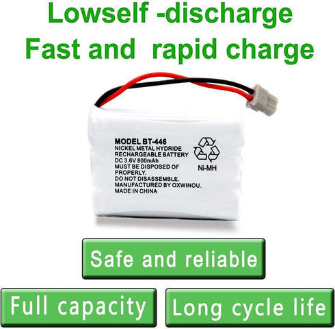 BT446 BT-446 Phone Battery Compatible with for Uniden BBTY0503001 BT-1004 BT-1005 GE-TL26402 BT-504 CPH-488B Handset Phone 3.6V 800mAh (3- Pack)...