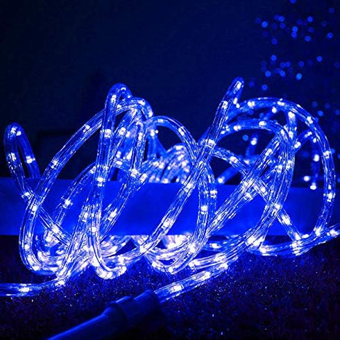 33ft LED Rope Lights, 110V 2 Wire Connectable Blue Rope Lights Outdoor, 240 LED Waterproof Blue Rope Christmas Lights for Deck, Patio, Pool, Campi...