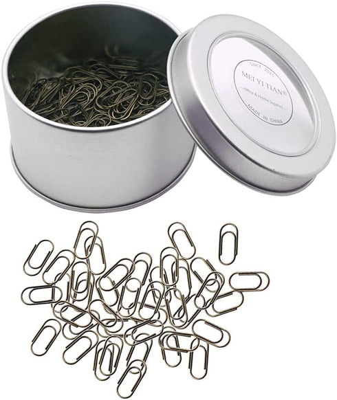 200 Fat Mini Paper Clip Super Cute Tiny Paperclips 3/5 Inch Bronze Copper Steel Clips in Silver Tinplate Paper Clips Holder for Office School Home...