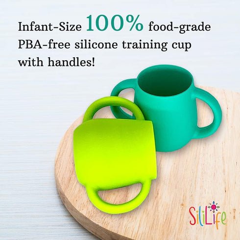 Silicone Baby Cups for Baby or Toddler 2 Pack Flexible Food-Grade Safe BPA Free with Easy-Grip Handles for Self-Feeding Training...