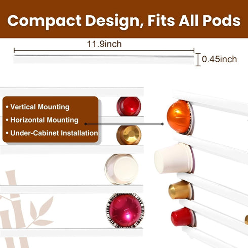 Coffee Pod Holder, K Cup Holders for Counter,10 PCS Coffee Pods Storage/Organizer,Wall Mount Coffee Pod Holder with Adhesives,Under Cabinets-White...