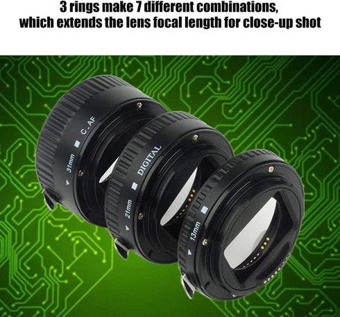 Lens Adapter Rings Set, Auto Focusing Macro Extension Lens Adapter Tube Rings Set Auto Focus Macro Extension Tube for Canon EF Mount...