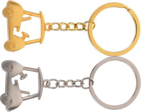 KESYOO 2Pcs Golf Keychain Metal Golf Cart Key Chain Golf Cart Pendant Key Ring Bag Charms Hanging for Golfer Golf Lover Present Golden Silver...