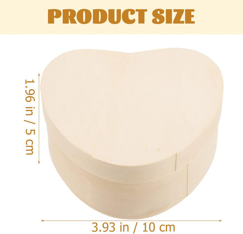 Abaodam Small Wooden Box 2pcs Unfinished Wood Box Heart Shaped Jewelry Box Natural Pine Wood DIY Craft Wooden Boxes Treasure Chest Case for Jewelr...