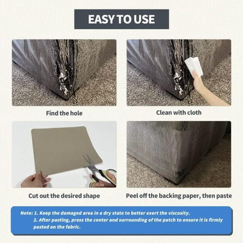 KING MOUNTAIN Canvas Repair Patch 9 x11 Inch 2 Pcs Self-Adhesive Waterproof Fabric Patch for Sofas, Tents, Furniture,Tote Bags, Car Seats (Black)...