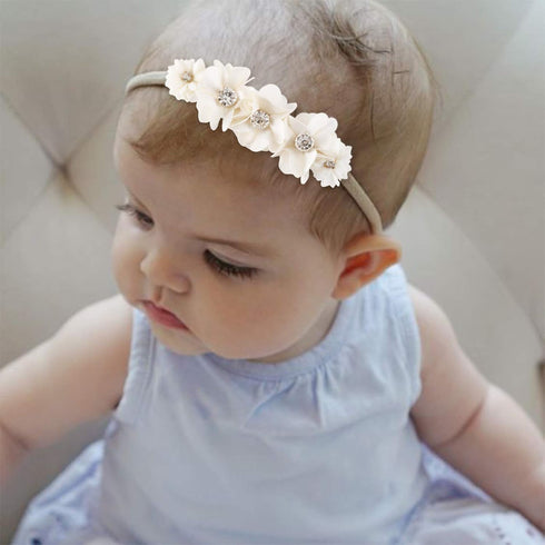 Baby Girl Floral Headband Nylon Flower Crown Elastic Hairband 3pcs Hair Accessories Gift for Girls (33#)...