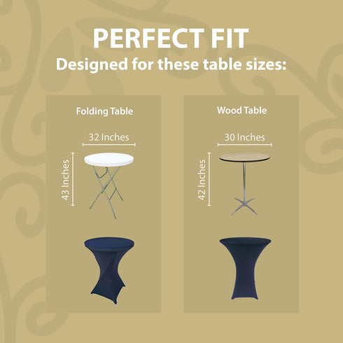 Navy Blue 32 Inch Round x 43 Inch Tall Spandex Cocktail Tablecloth Folding Cover Stretch...