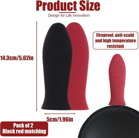 2 Pack Silicone Pan Handle Sleeve, Heat Resistant Cast Iron Skillet Handle Covers for Pots and Pans, Assist Handle Holder Grip for Kitchen Frying ...