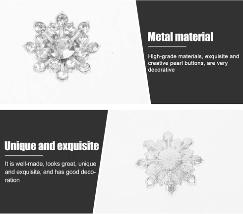 Christmas Snowflake Buttons Pearl Rhinestone Buttons Flat Back Flower Buttons Pearl Sew on Clothing Buttons for DIY Crafts 30Pcs Silver 1 Silver S...