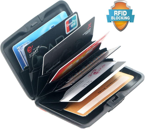 Credit Card Holder Mini RFID Blocking Aluminum Wallet Slim Metal Hard Case Travel Wallet ID Case for Women and Men-Mini Flowers...