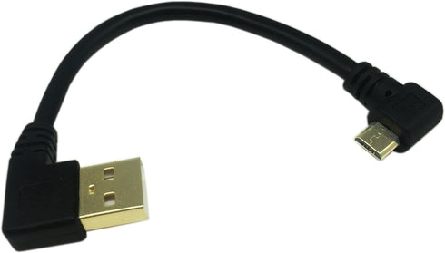 CERRXIAN 15cm 6inch Micro USB Short Cable Combo Gold Plated Left & Right Angle Micro USB 5 Pin Male to USB 2.0 Type A Left Angle Male Data Sync an...
