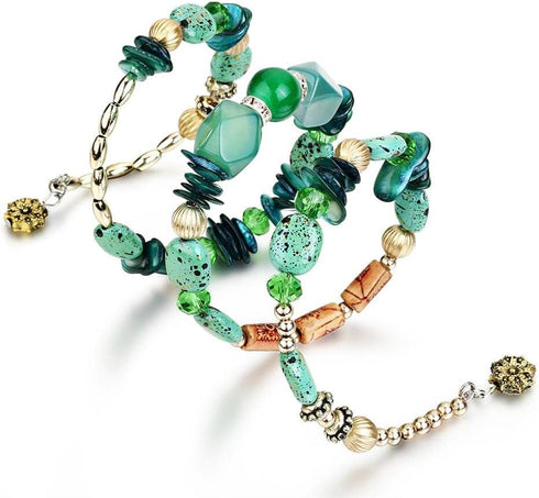 Boho Multilayer Irregular Agate Beads Charm Bracelets Handmade Multi-color Cryston Stone Turquoise Wrap Bracelets for Women Yoga Jewelry...