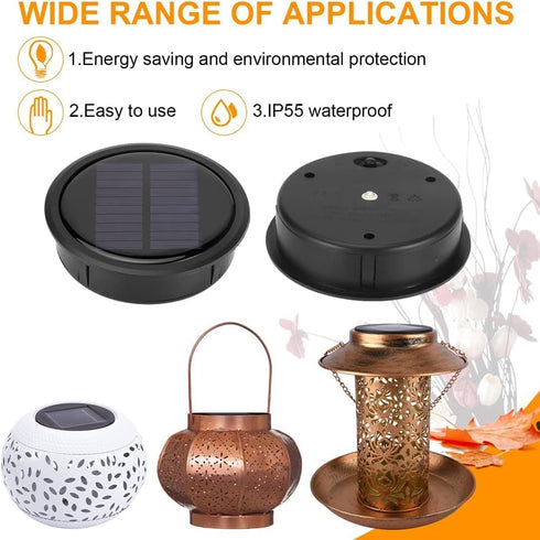 2 PCS Upgraded Solar Light Replacement Top for Outdoor Hanging Lanterns, 4.13 inch Warm White LED Solar Panel Lantern Lid Lights Parts, DIY Home G...