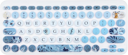 Silicone Keyboard Cover Skin for Logitech K380/Pebble Keys 2 K380s Multi-Device Bluetooth Keyboard, Gray Blue Flowers...