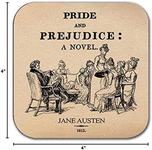 6 coasters with Complete Novels of Jane Austen Six Coffee Mug Coasters with Complete Novels of Jane Austen's book designs. (Aged Paper)...