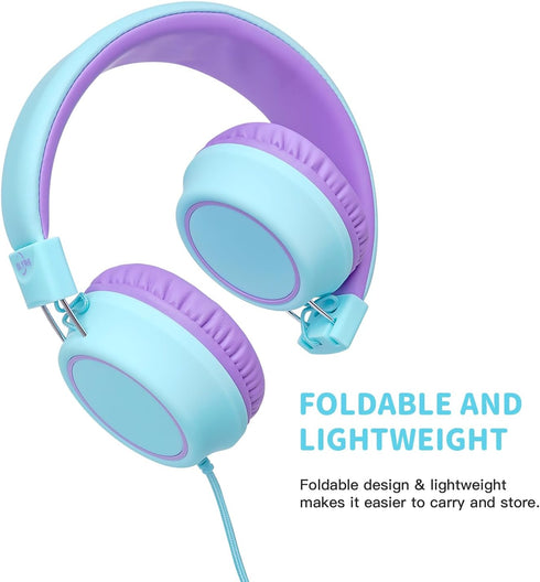 Kids Headphones Wired for School with Microphone, Lightweight Foldable Wired Headphones for School Age Kids with in-Line Control for Boys and Girl...