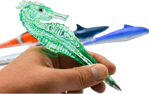 15PCS Novelty Shark Pens Fish Pens Clownfish Sea Horse Pens Ocean Animal Ballpoint Pens With Fin Tail Black Ink Pen For School Ofiice Supplies Sta...