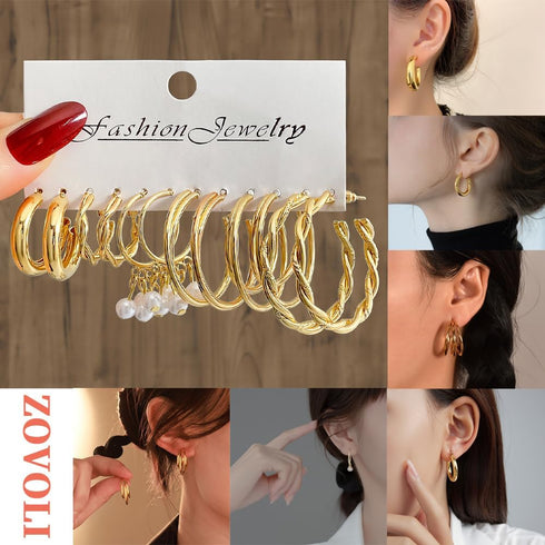 50 PCS Gold Jewelry Set for Women, Dainty Dangle Earrings, Stackable Ring, Multi-Layered Bracelet Necklace Valentine Anniversary Fashion Party Jew...