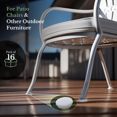 1-1/4" Deluxe Wrought Iron Chair Glides, Protect Your Outdoor Furniture, Chair Leg Floor Protectors, Plastic Floor Protector, Round, Pack of 16, W...