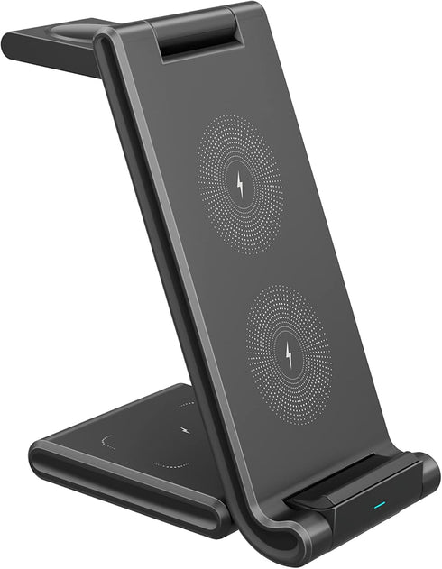 MMOBIEL Wireless Charger Compatible with iPhone, Apple Watch and AirPods - Foldable 3-in-1 Wireless Charging Station Compatible with Qi Magsafe Ch...