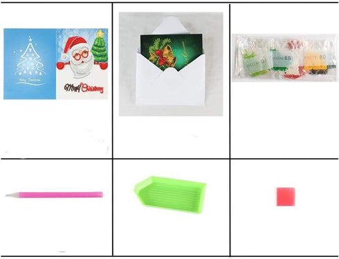 8 Packs Diamond Painting Christmas Cards by Numbers - Christmas Tree, Santa Claus, New Year Greeting Card, Stickers & Gifts...