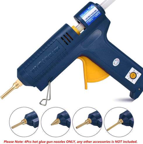 Yakamoz 4Pcs Interchangeable Copper Glue Gun Nozzle Set 10.8mm 7/16 Inch Thread Gluegun Tips Replacement Small Bore Long Tube Nozzles for Hot Melt...