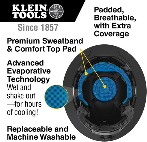 Klein Tools KHHTOPPAD2 Hard Hat Top Pad Replacement, Premium KARBN, Replacement Part for Klein Hard Hats, 3-Pack, Blue...