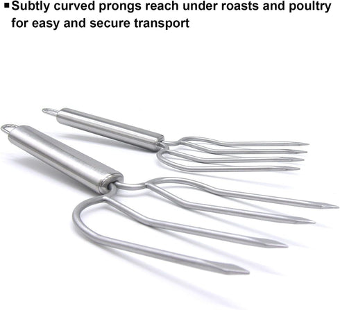 KAYCROWN Stainless Steel Turkey & Roast Lifters, Set of 2 - Turkey and Poultry Lifters Roaster Poultry Forks Great for Thanksgiving, Transfer Turk...