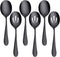 Serving Spoons x 3, Slotted Spoons x 3, AOOSY 8.7 inches Matte Black Utility Advanced Performance Skimmer Perforated, 8 3/4" Stainless Steel Black...