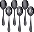 Serving Spoons x 3, Slotted Spoons x 3, AOOSY 8.7 inches Matte Black Utility Advanced Performance Skimmer Perforated, 8 3/4" Stainless Steel Black...