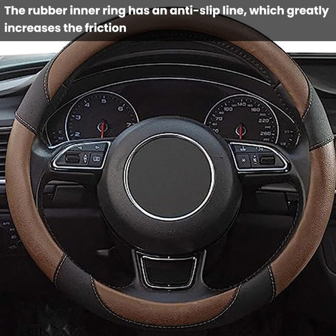 Car Steering Wheel Cover, Microfiber Leather Steering Wheel Protector, Non-Slip & Breathable for Men and Women, 15 Inch Car Accessories for Car Au...