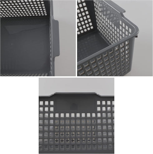 Plastic Organizing Baskets, Large Open Storage Bins Set of 3...