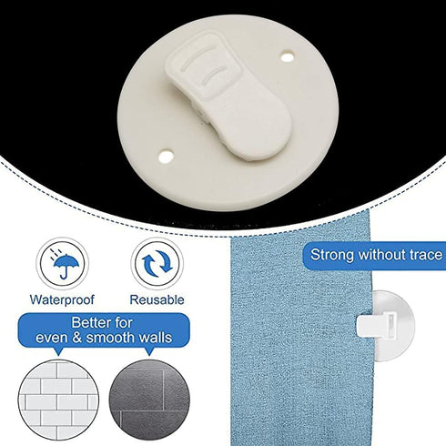 YICBOR 4pcs Shower Curtain Clips - ABS Material - Windproof Splash Guard - Self Adhesive - Easy Installation...