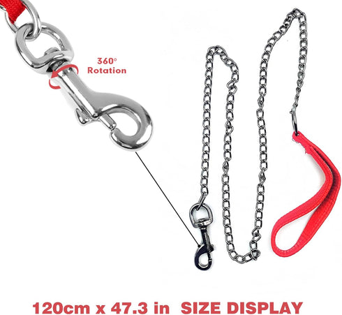 Chain Dog Leashes for Large Dogs Heavy Duty Non-chewable Dog Leash 8.2 FT Metal Dog Leash Dog Chain with Padded Handle Leash for Dog for Large & M...
