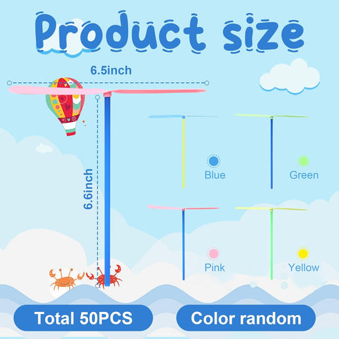 100 Pcs Flying Helicopter Toys Set, 50 Propeller+ 50 Rod,Hand Helicopter, Party Favors Outdoor Toy for Kids Ages 4-8, Gift Summer Outside Yard Act...