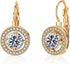 Austrian Crystal Halo Round Drop Leverback Earrings for Women 14K Rose Gold Plated Hypoallergenic Jewelry...