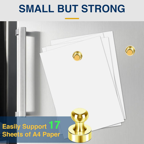 MIKEDE Fridge Magnets Refrigerator Magnets, 15Pcs Gold Strong Magnets for Whiteboard, Neodymium Push Pins Magnets Metal Magnets Fridge for Office ...