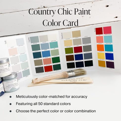 Country Chic Paint Color Card - 50 Furniture Paint Color Swatches...