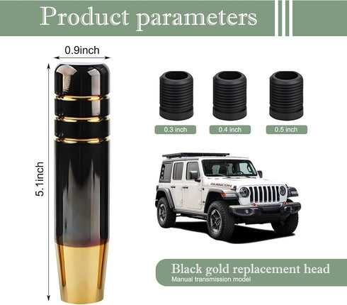 1 PC Car Gear Shift Head, 5.11" Alloy Anti-Slip Gear Shift Knob with M8/M10/M12 Adapter, Modified Decorative Accessories, for Most Automatic Manua...
