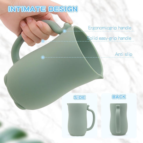 mandoo Baby Bath Rinse Cup - Food Grade Silicone - Shampoo & Body Washing Rinser Cup For Kids with Easy Grip Handle to Rinse Baby Shampoo and Soap...